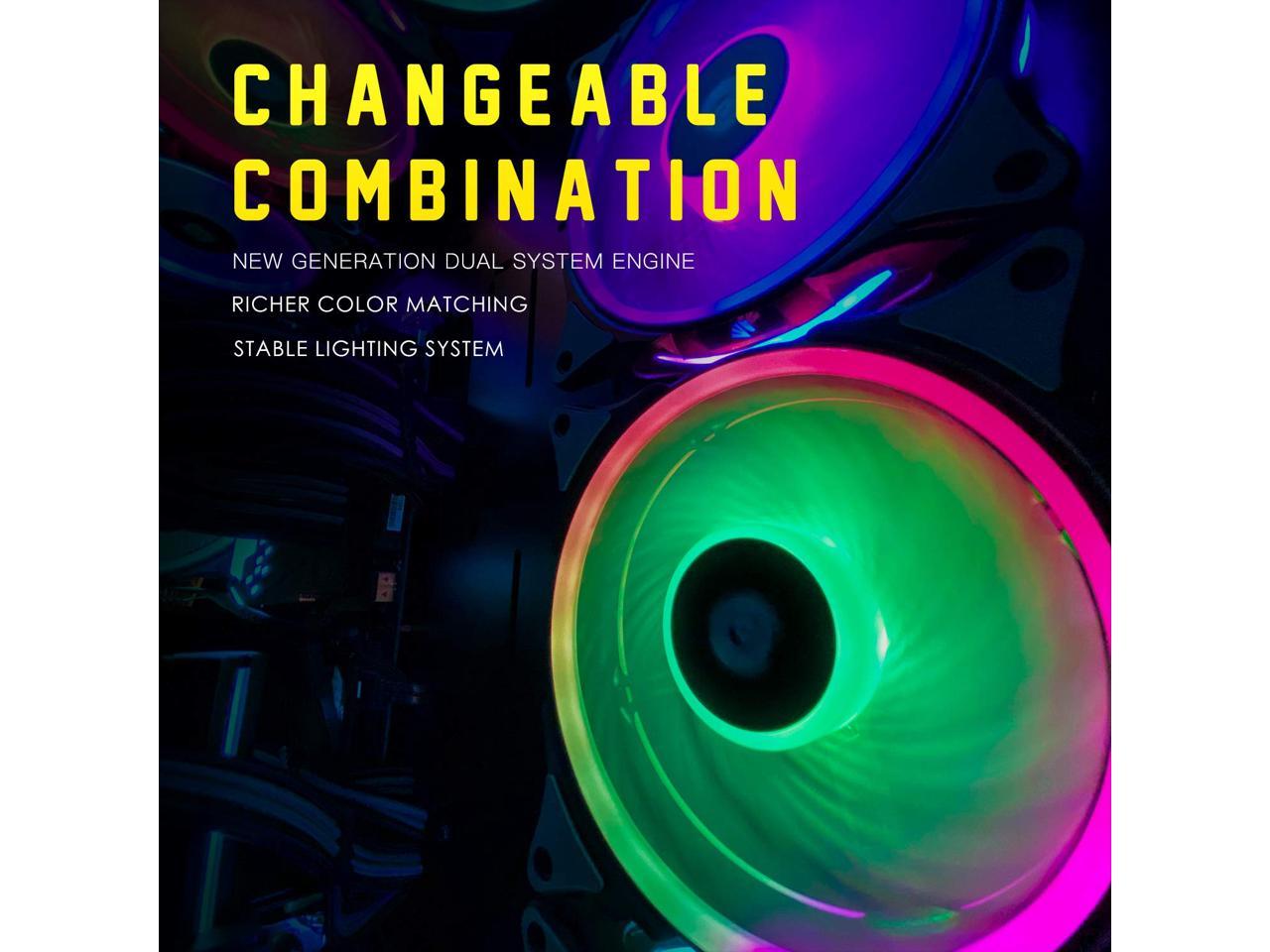 Asiahorse Fs-9002 120Mm Argb Bearing Case/Radiator White Case Fan(In And Outside Light Efect) With 5V Motherboard Sync/Analog Pwm Hub (3Pack)-Black