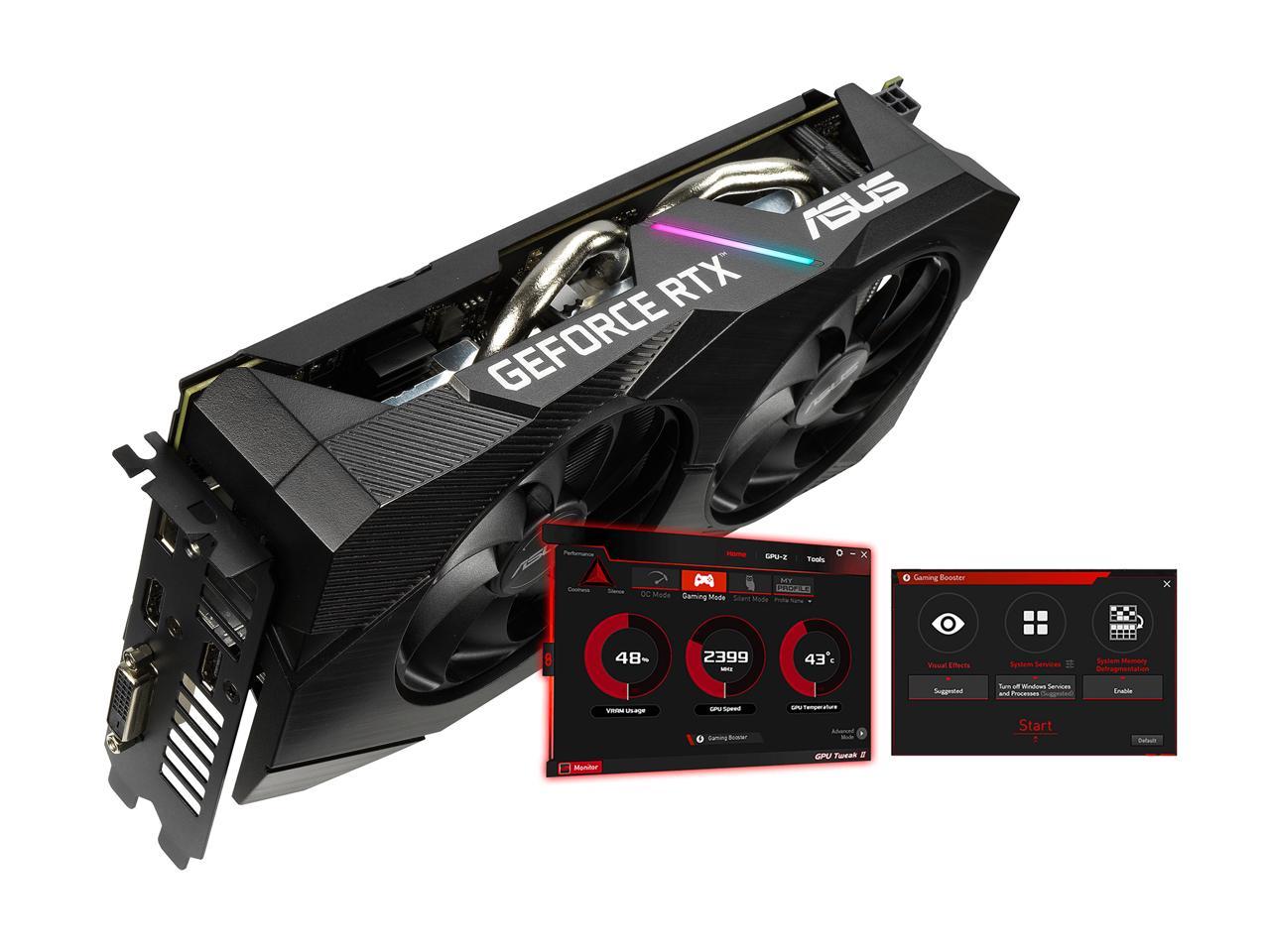 Asus Geforce Rtx 2060 Overclocked 6G Gddr6 Dual-Fan Evo Edition Vr Ready Hdmi Displayport Dvi Graphics Card (Dual-Rtx2060-O6G-Evo)