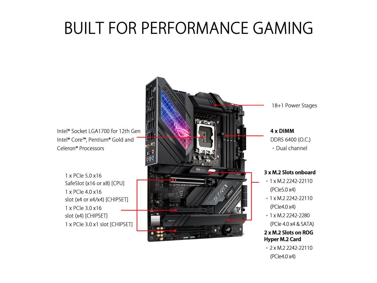 Asus Rog Strix Z690-E Gaming Wifi Lga1700/ Intel Z690/ Ddr5/ Wifi & Bluetooth/ Sata3&Usb3.2/ M.2/ Atx Motherboard