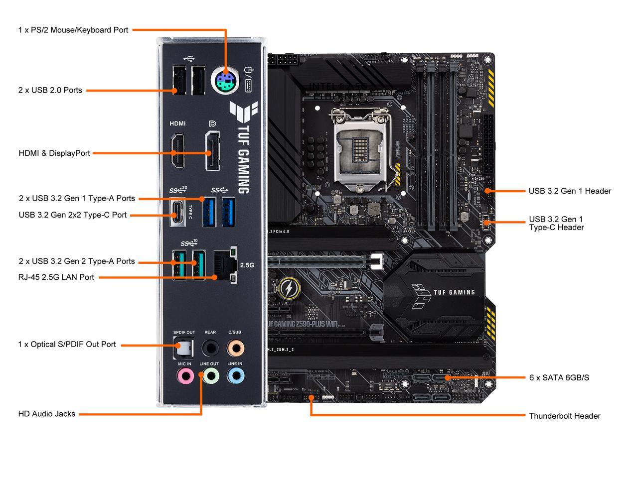 Asus Tuf Gaming Z590-Plus Socket Lga1200/ Intel Z590/ Ddr4/ Sata3&Usb3.2/ M.2/ Atx Motherboard