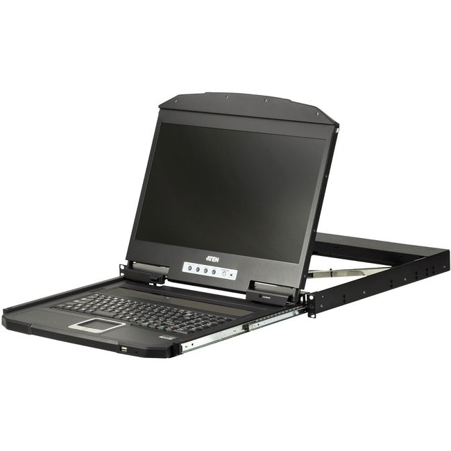 Aten 1U Ultra Short Depth Single Rail WideScreen LCD Console (USB / VGA)-TAA Compliant CL3100NX