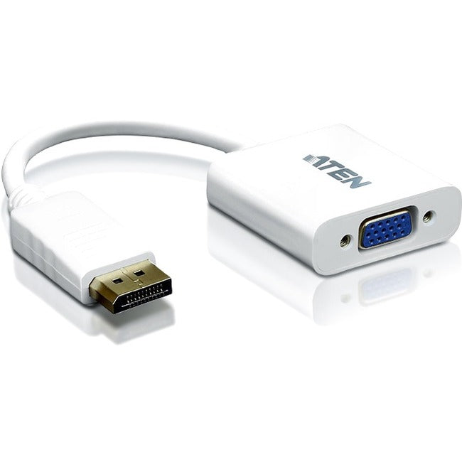 Aten DisplayPort to VGA Adapter - DisplayPort/VGA for Notebook, Video Device, TV - 1 Pack - 1 x DisplayPort Male Digital Audio/Video - 1 x HD-15 Female VGA - White VC925