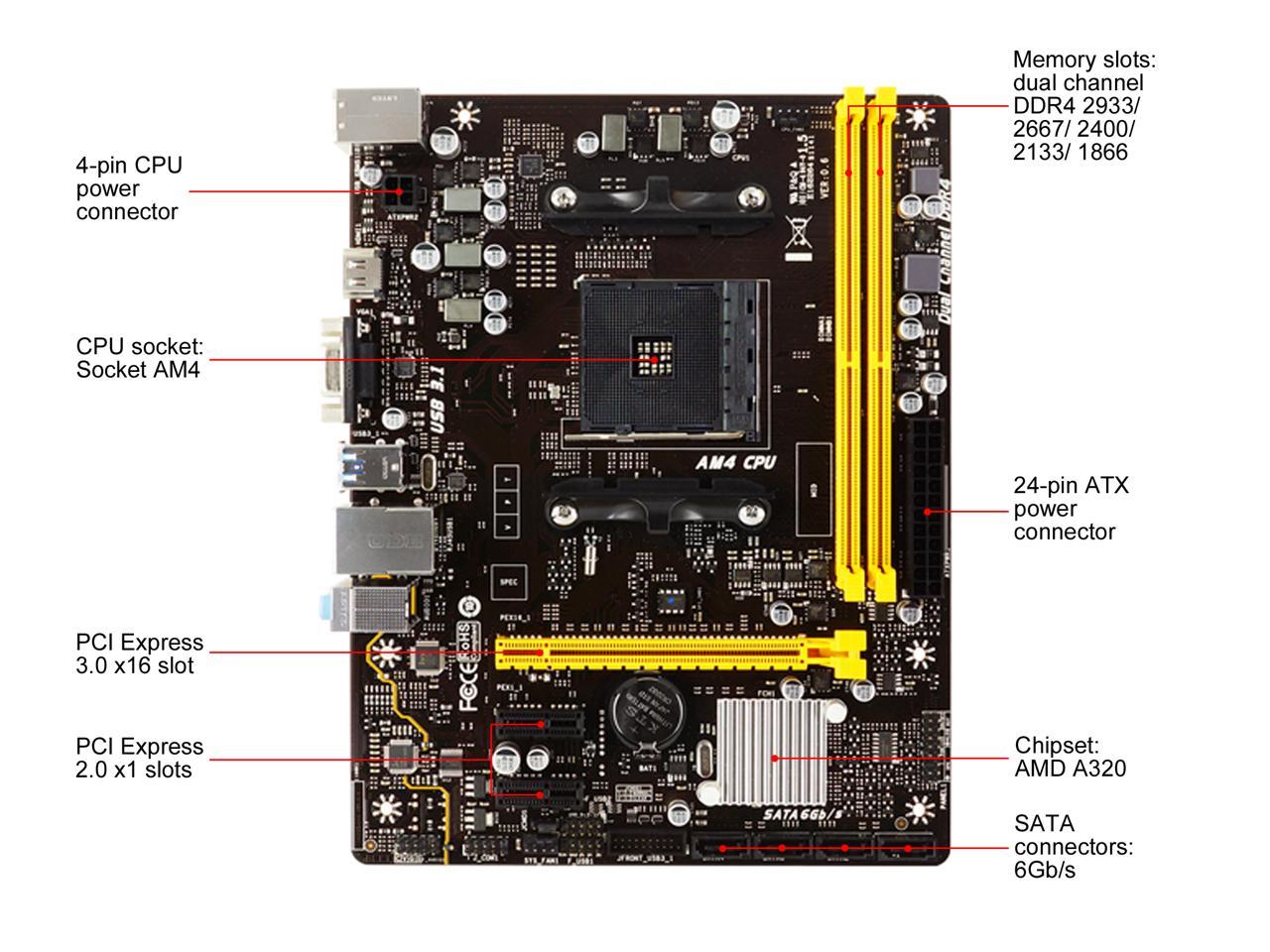 Biostar Biostar A320Mh A320Mh Am4 Amd A320 Sata 6Gb/S Micro Atx Amd Motherboard