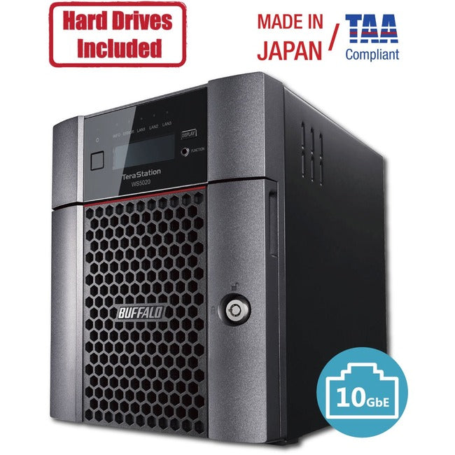 BUFFALO TeraStation WS5420 4-Bay Desktop Windows Server IoT 2019 NAS 32TB Hard Drives Included WS5420DN32S9