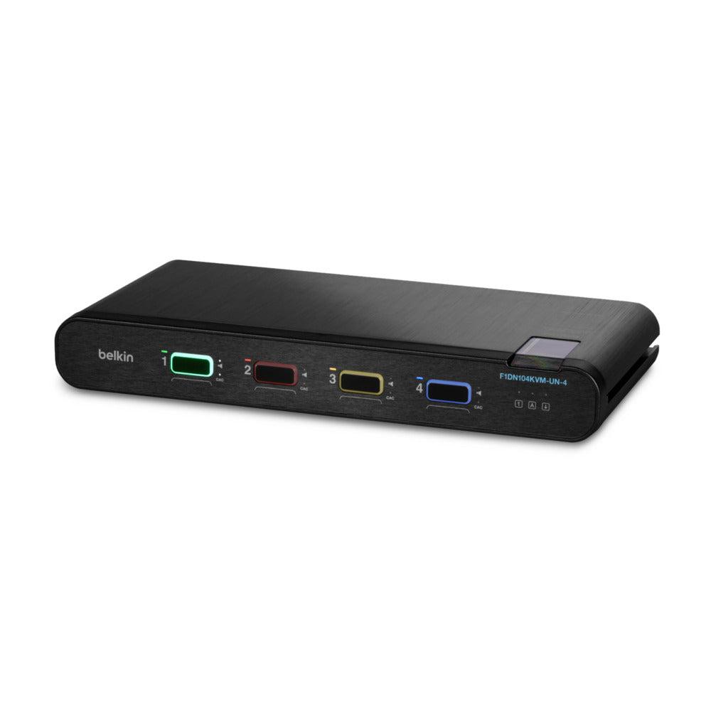 Belkin Universal 2nd Gen Secure KVM Switch - NIAP Compliant 4-Port 4K Solution | Tecisoft F1DN104KVM-UN-4