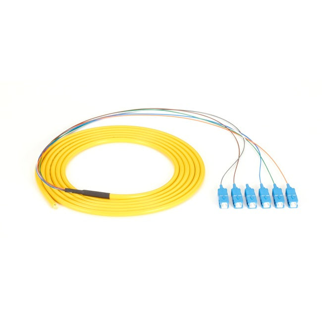 Black Box 3m SC OS2 9-Micron SM Fiber Pigtail 6-Strand OFNR PVC Yellow FOPT50S1-SC-6YL-3