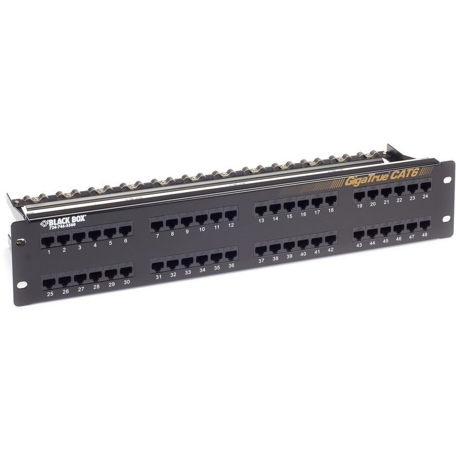 Black Box GigaTrue® CAT6 Patch Panel - 2U, Unshielded, 48-Port JPM612A-R8