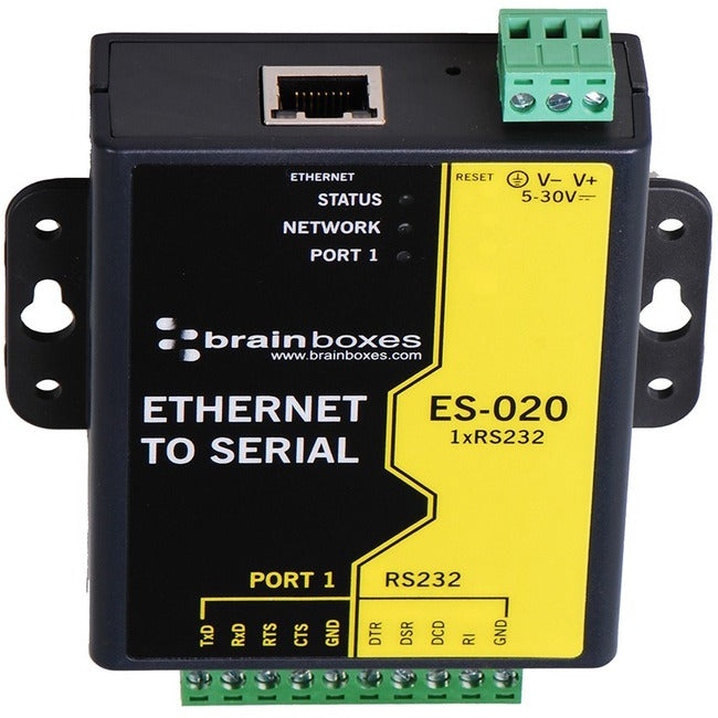 Brainboxes Ethernet 1 Port Rs232 10Xscrew Terminals