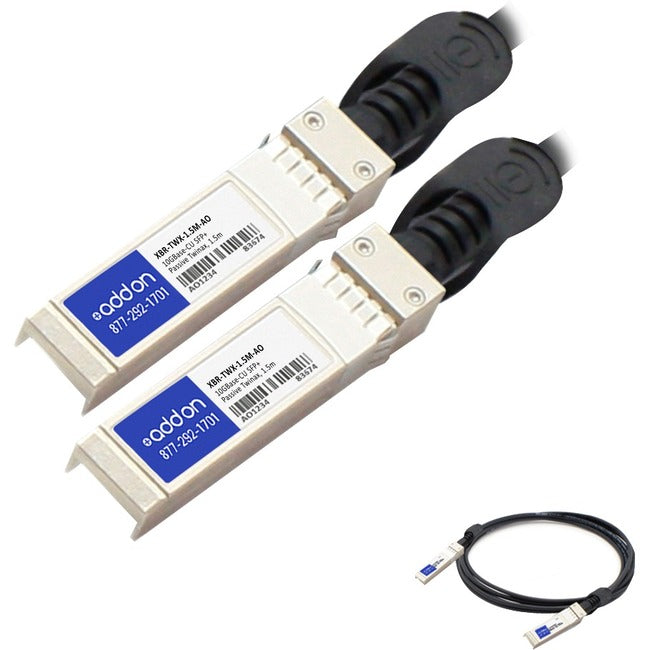 Brocade (Formerly) Compatible TAA Compliant 10GBase-CU SFP+ to SFP+ Direct Attach Cable (Passive Twinax, 1.5m) XBR-TWX-1.5M-AO