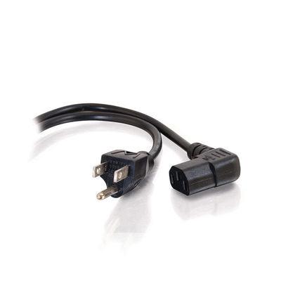 C2G 14Ft Universal Right Angle 18 Awg Power Cord Black Nema 5-15P