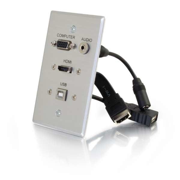 C2G 39707 Socket-Outlet Hdmi + Vga + Usb A + 3.5Mm Aluminium