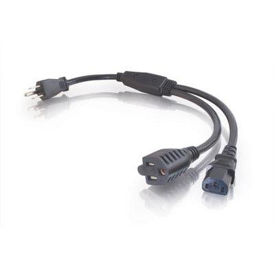 C2G 6Ft 1-To-2 16 Awg Power Cord Splitter (Nema 5-15P -> 1 Nema 5-15R / 1 Iec320C13) Black 1.8 M