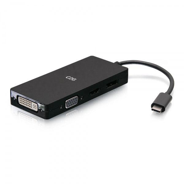 C2G Usb-C Multiport Adapter, 4-In-1 Video Adapter With Hdmi, Displayport, Dvi, & Vga - 4K 60Hz