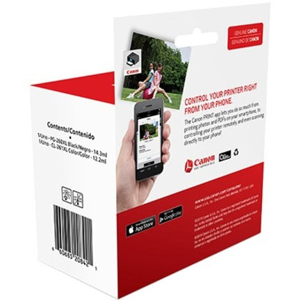 Canon PG-260 XL / CL-261 XL Original High Yield Inkjet Ink Cartridge - Value Pack - Black, Cyan, Magenta, Yellow - 2 / Pack 3706C005