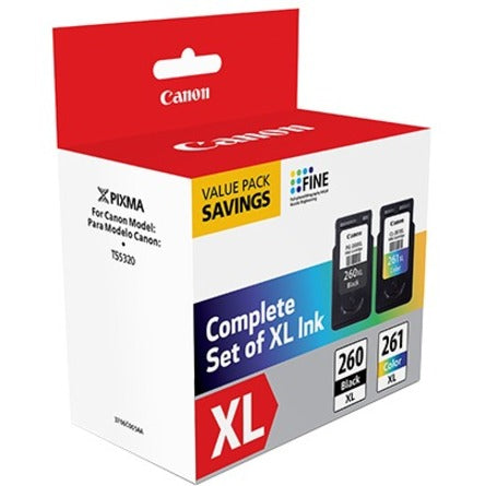 Canon PG-260 XL / CL-261 XL Original High Yield Inkjet Ink Cartridge - Value Pack - Black, Cyan, Magenta, Yellow - 2 / Pack 3706C005