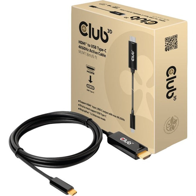 Club 3D HDMI to USB Type-C 4K60Hz Active Cable M/M 1.8m/6 ft CAC-1334