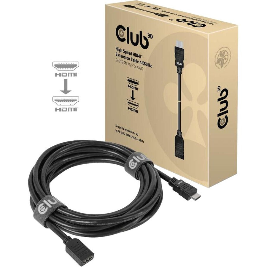 Club 3D High Speed HDMI Extension Cable 4K60Hz M/F 5m/16.4ft 26 AWG CAC-1325