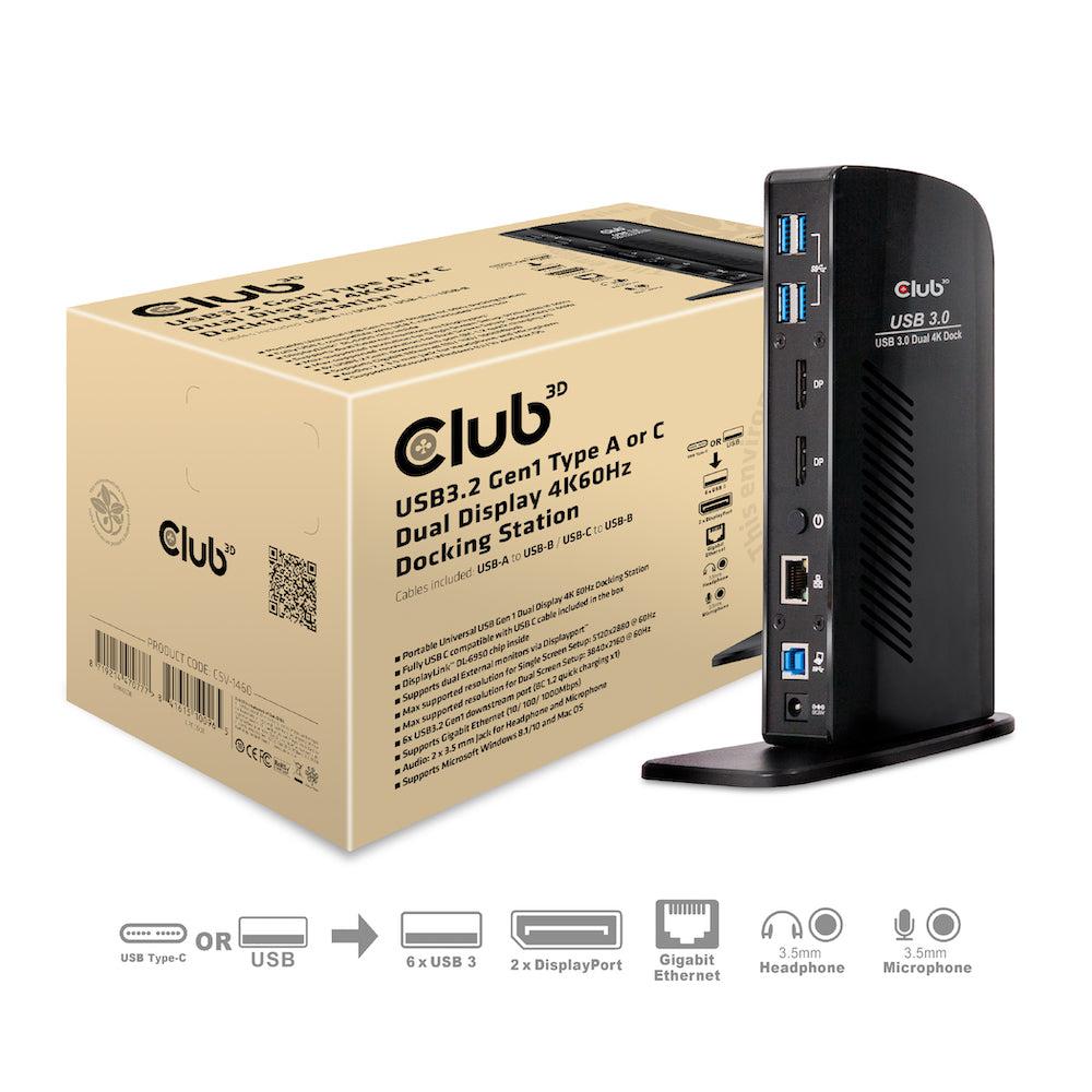 Club 3D USB 3.0 Dual Display 4K 60Hz Docking Station CSV-1460