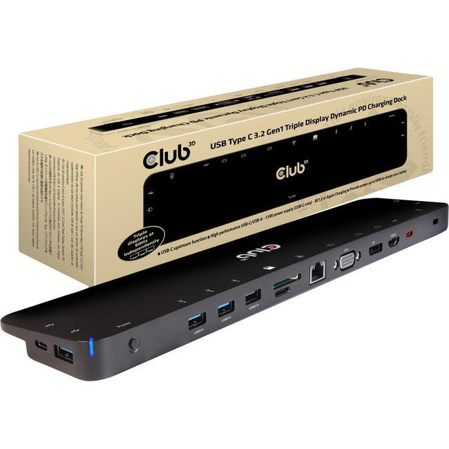 Club 3D USB Type C 3.2 Gen1 Triple Display Dynamic PD Charging Dock CSV-1564