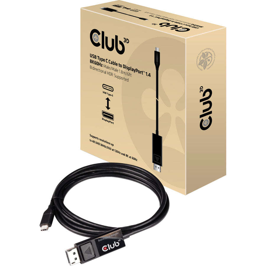 Club 3D USB Type C Cable to DP 1.4 8K60Hz M/M 1.8m/5.9ft CAC-1557