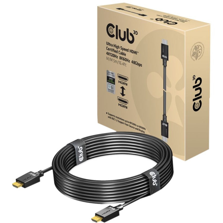 Club 3D Ultra High Speed HDMI Certified Cable 4K120Hz 8K60Hz 48Gbps M/M 5m/16.4ft CAC-1375