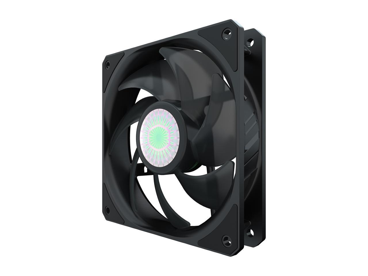 Cooler Master Sickleflow 120 V2 All-Black Square Frame Fan With Air Balance Curve Blade Design, Sealed Bearing, Pwm Control For