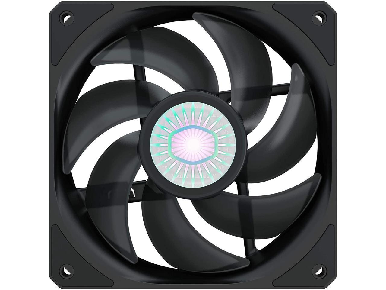 Cooler Master Sickleflow 120 V2 All-Black Square Frame Fan With Air Balance Curve Blade Design, Sealed Bearing, Pwm Control For