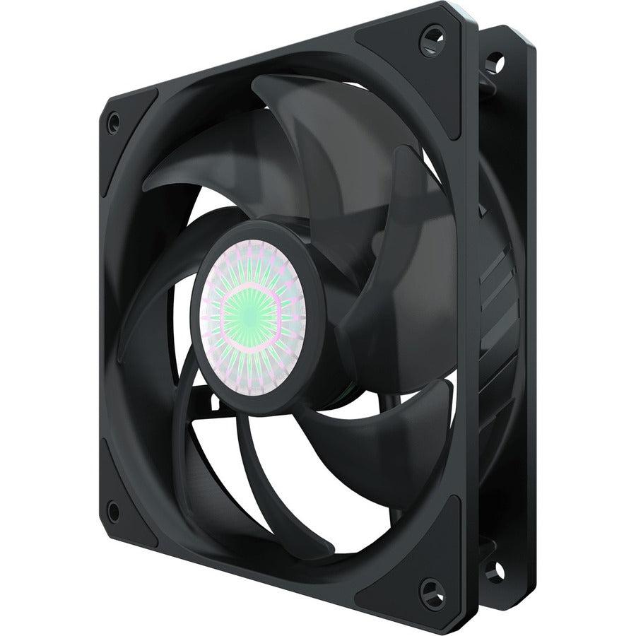 Cooler Master Sickleflow 120 V2 All-Black Square Frame Fan With Air Balance Curve Blade Design, Sealed Bearing, Pwm Control For