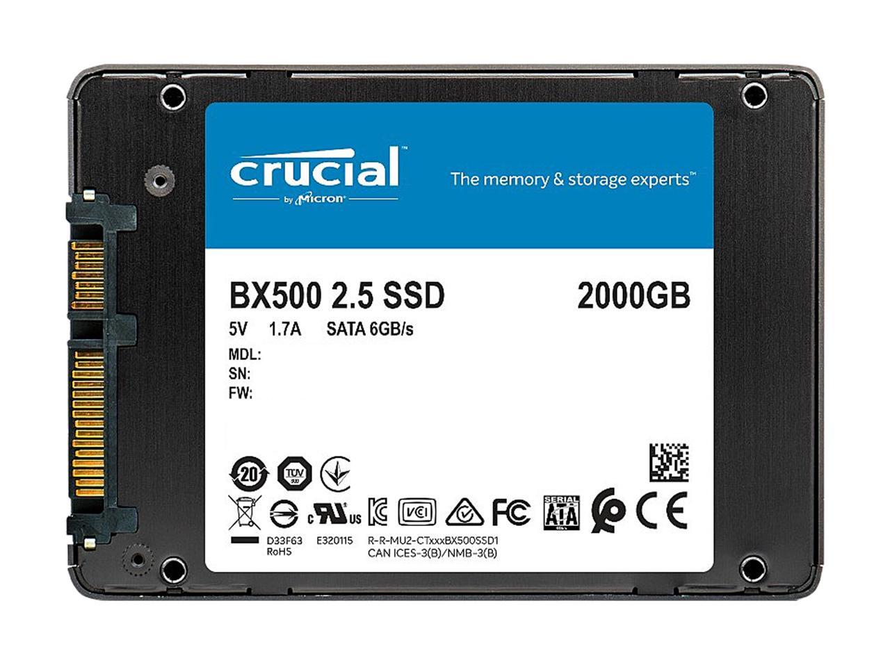 Crucial BX500 2 TB Solid State Drive - 2.5 Internal - SATA (SATA/600)" CT2000BX500SSD1
