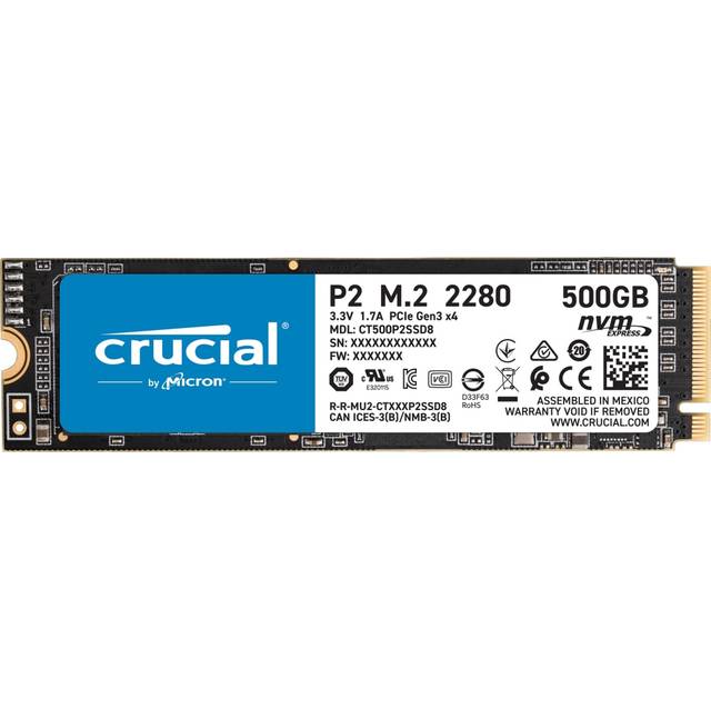 Crucial P2 500Gb M.2 2280 Pci-Express 3.0 Nvme Solid State Drive (Micron 3D Nand)