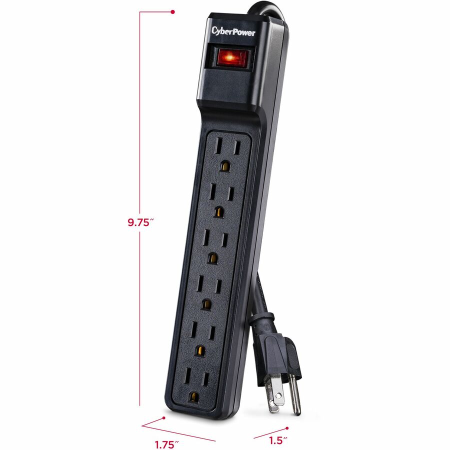 Cyberpower Csb604 Surge Protector Black 6 Ac Outlet(S) 125 V 1.219 M