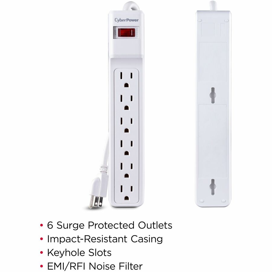 Cyberpower Csb606W Surge Protector White 6 Ac Outlet(S) 125 V 2 M