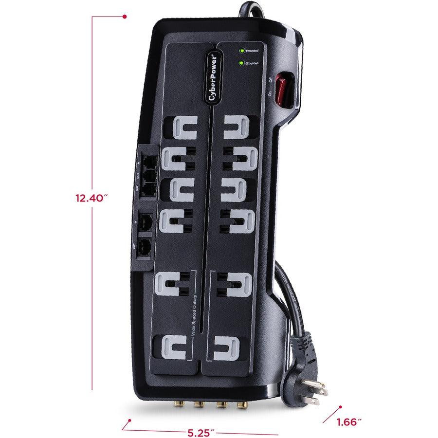 Cyberpower Csht1208Tnc2 Surge Protector Black 12 Ac Outlet(S) 125 V 1.8 M
