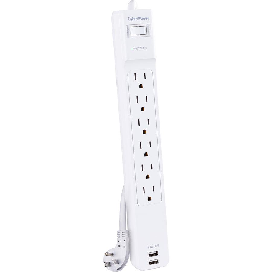 Cyberpower Csp606U42A Surge Protector White 6 Ac Outlet(S) 125 V 1.8 M