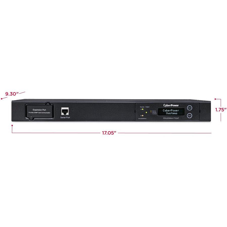 Cyberpower Pdu20Mhvt10At Power Distribution Unit (Pdu) 10 Ac Outlet(S) 1U Black