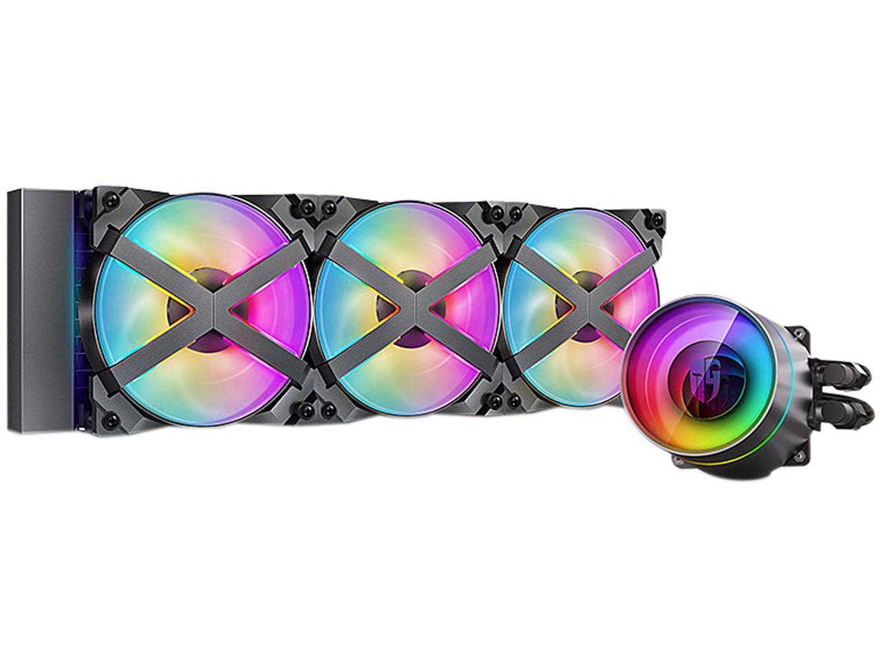 Deepcool Castle 360Ex Rgb Aio Liquid Cpu Cooler, Anti-Leak Technology, Three Mf120Gt A-Rgb Pwm Fans,