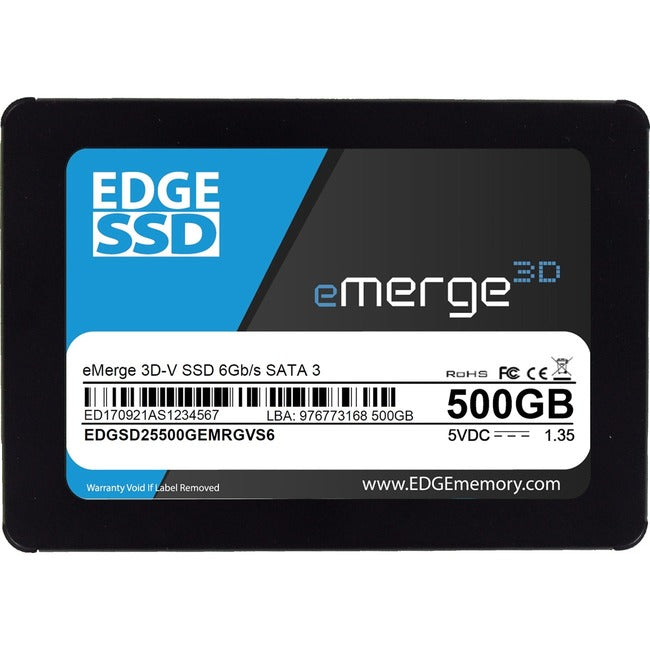 EDGE eMerge 3D-V 500 GB Solid State Drive - 2.5 Internal - SATA (SATA/600)" PE255046