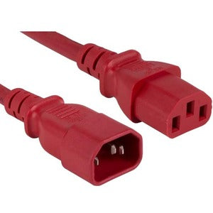 ENET C13 to C14 10ft Red Power Extension Cord / Cable 250V 18 AWG 10A NEMA IEC-320 C13 to IEC-320 C14 10' C13C14-RD-10F-ENC