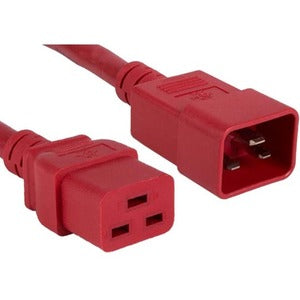 ENET C19 to C20 8ft Red Power Cord Extension 250V 12 AWG 20A NEMA IEC-320 C19 to IEC-320 C20 Red 8' C19C20-RD-8F-ENC