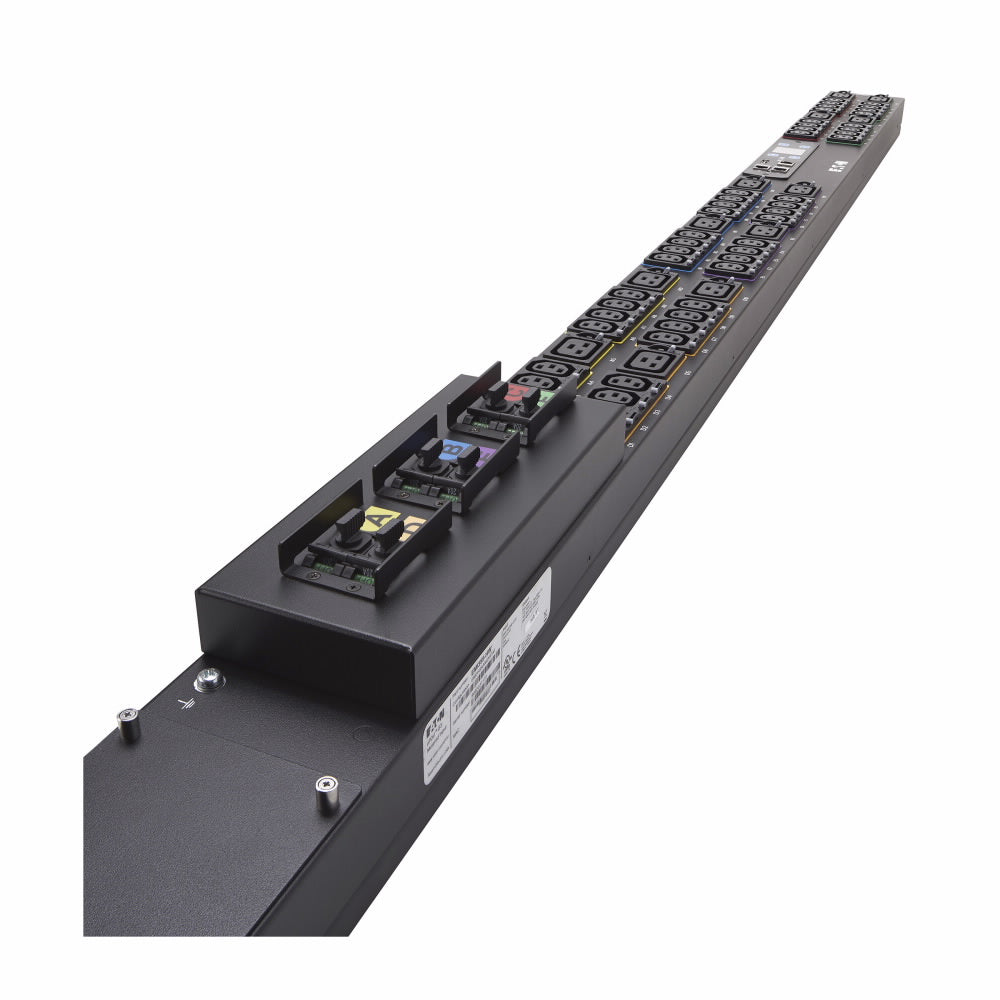 Eaton fuse disconnect rack PDU, 0U, 309-532P6W input, 17.3 kW max, 230/400V, 24A, 10 ft cord, Three-phase, TAA compliant, Outlets: (48) C13 Outlet grip, (12) C19 Outlet grip EMI356-10