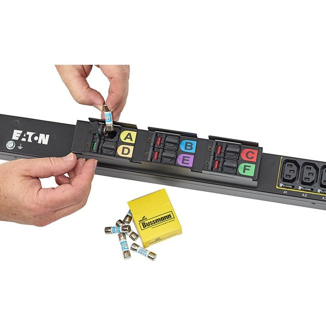 Eaton fuse disconnect rack PDU, 0U, L22-30P input, 17.3 kW max, 230/400V, 24A, 10 ft cord, Three-phase, Outlets: (24) C13 Outlet grip, (6) C19 Outlet grip EMI351-10