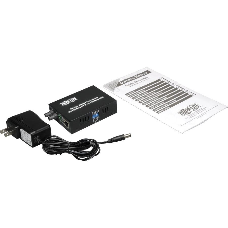 Fiber Ethernet Media Converter - 10/100BaseT to 100BaseFX-ST Multimode | Tripp Lite by Eaton N784-001-ST