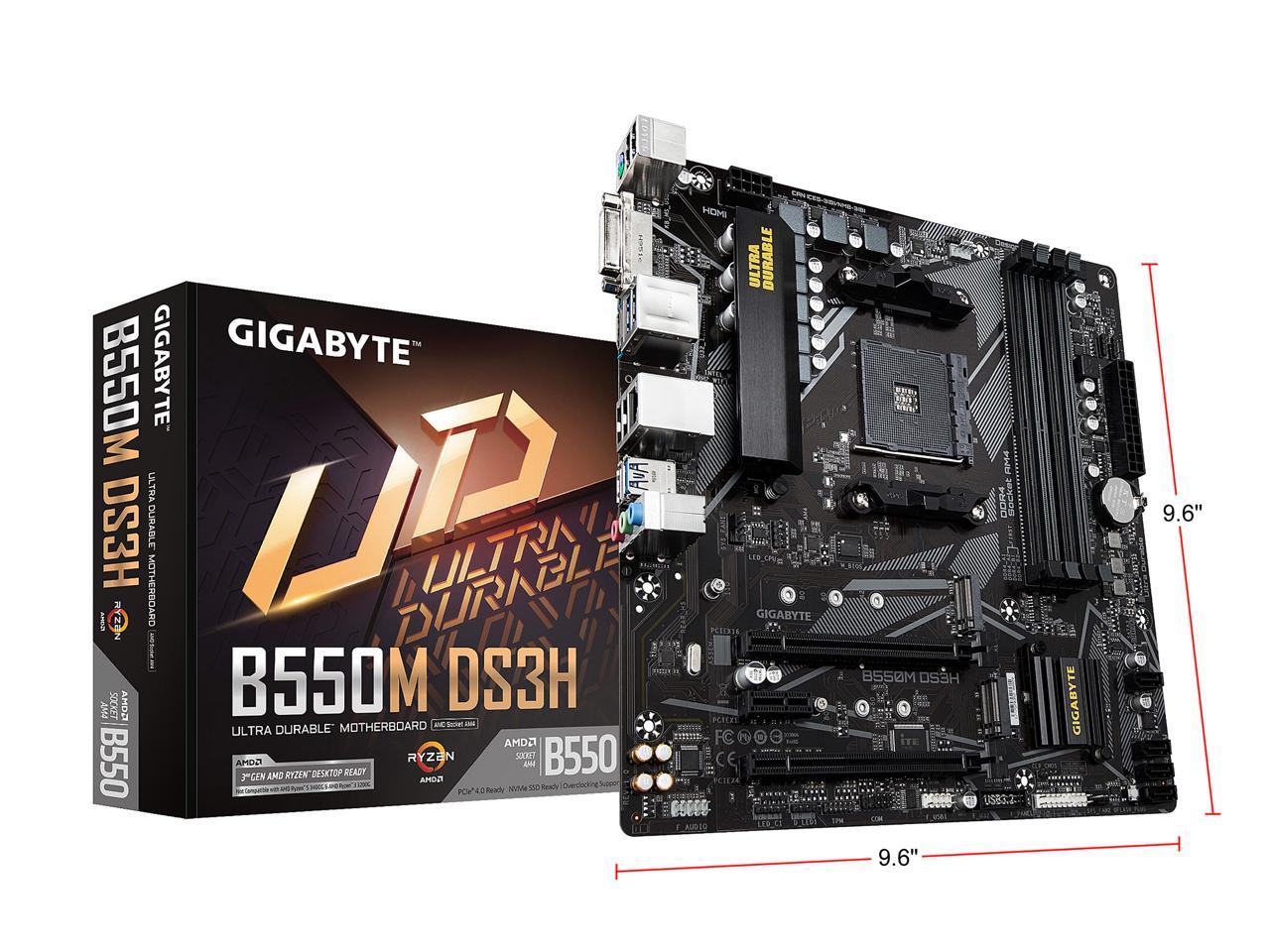 Gigabyte B550M Ds3H Am4 Amd B550 Micro-Atx Motherboard With Dual M.2, Sata 6Gb/S, Usb 3.2 Gen 1, Pcie 4.0