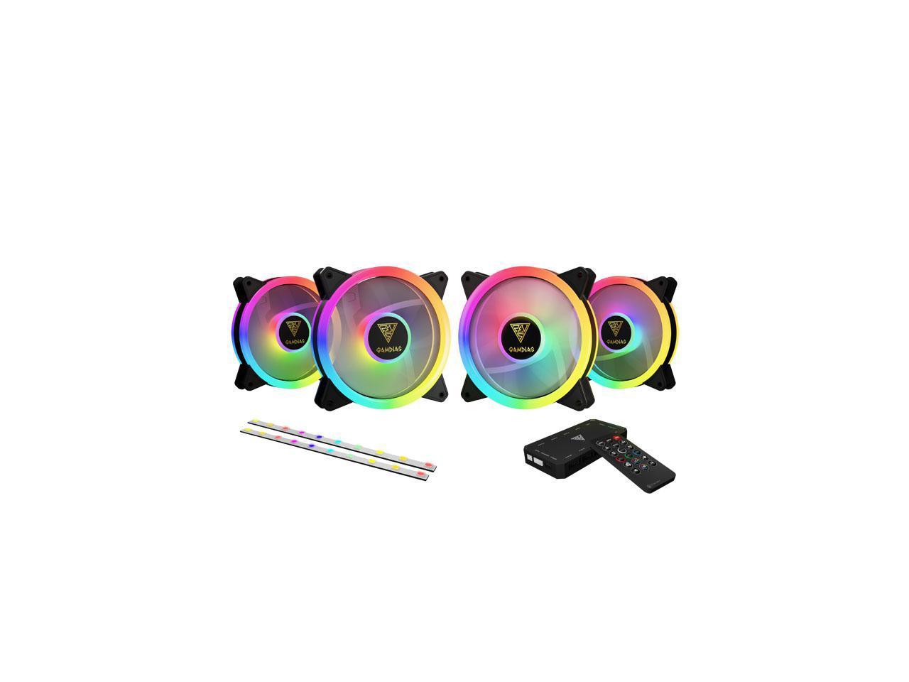 Gamdias Aeolus M2-1204R Rgb Case Fan With Remote Controller And Aeolus Box (4 Pack)