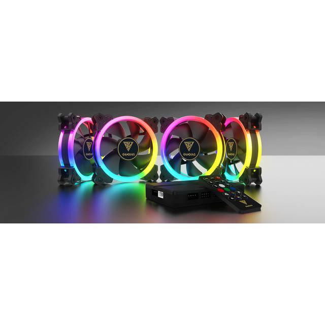 Gamdias Aeolus M2-1204R Rgb Case Fan With Remote Controller And Aeolus Box (4 Pack)