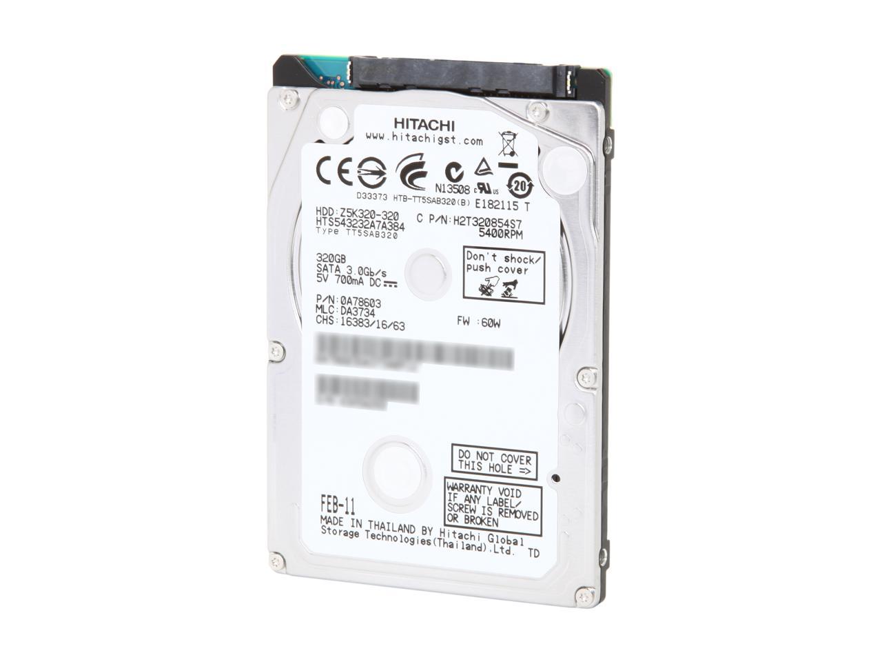 Hgst Travelstar Z5K320 Hts543232A7A384 (Part#: 0A78603) 320Gb 5400 Rpm 8Mb Cache Sata 3.0Gb/S 2.5" Internal Notebook Hard Drive Bare Drive