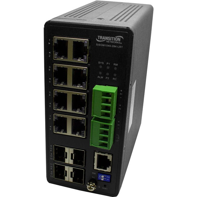 Hardened Managed Switch - Transition Networks SISGM1040-284-LRT 8-Port Gigabit Ethernet 4 SFP Slots | TecISoft