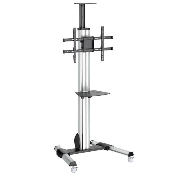 Height Adjustable TV Cart - Mobile Display Mount with Lockable Wheels | TeciSoft STNDMTV70