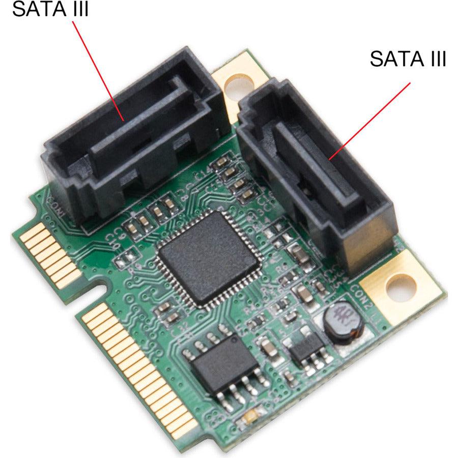 IO Crest Half Height 2 Port SATA III RAID Mini PCI-e 2.0 Card SI-MPE40095