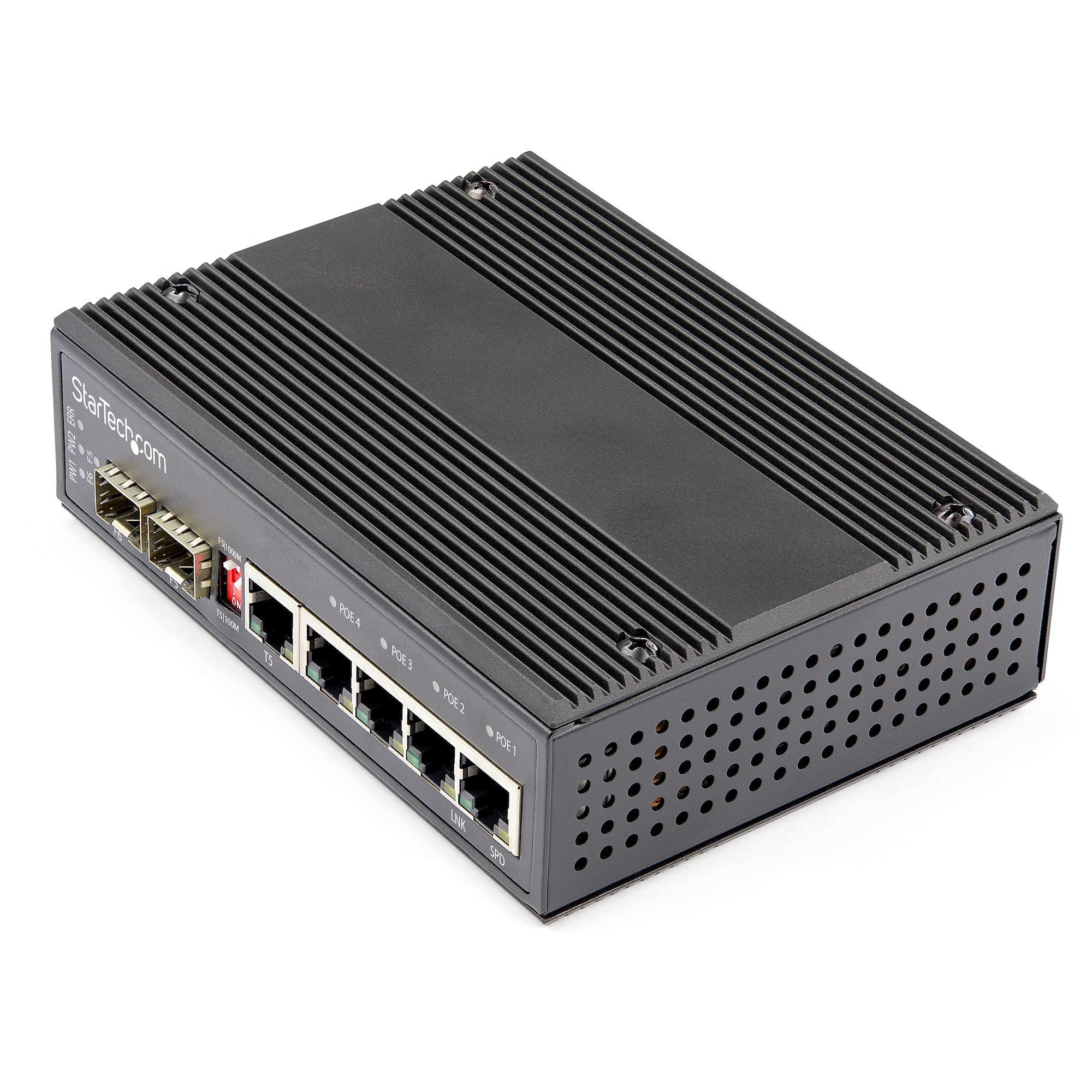 Industrial 6 Port Gigabit Ethernet Switch - 4 PoE RJ45 +2 SFP Slots IES1G52UP12V